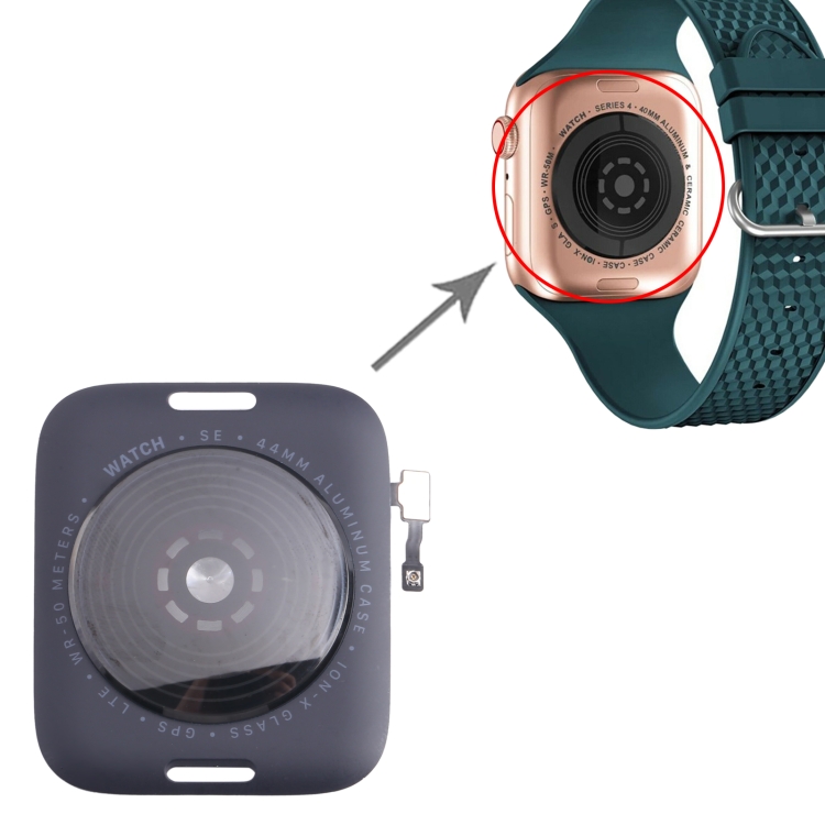 For Apple Watch SE 2022 44mm LTE Edition Rear Housing Glass Cover with Cable (Midnight) - 6