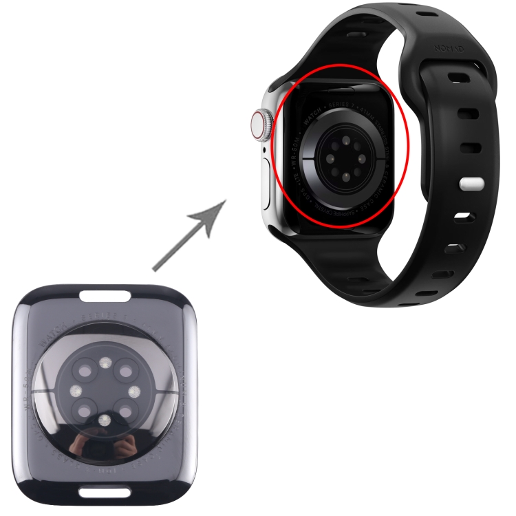 For Apple Watch Series 9 41mm GPS Glass Back Cover With Charging Module - 5