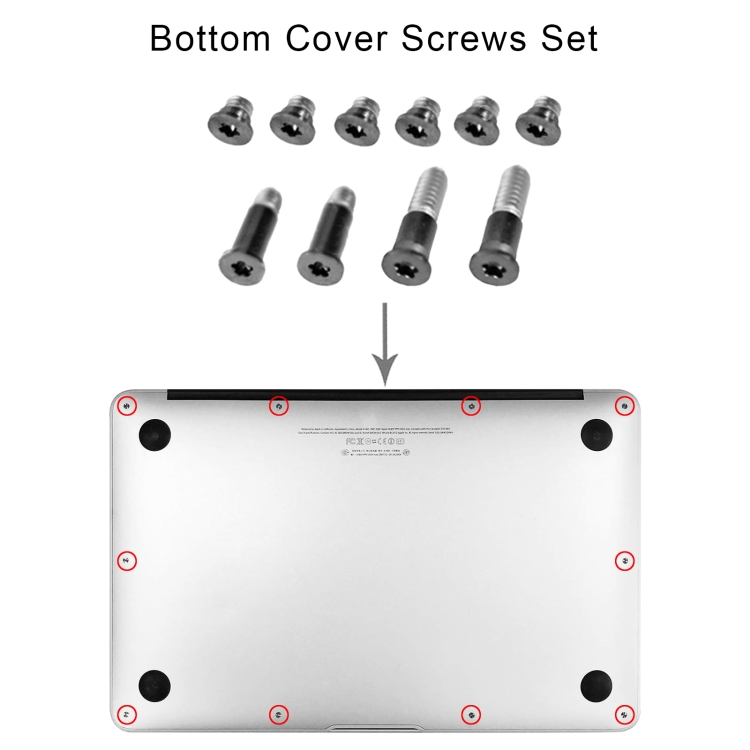10 in 1 Bottom Cover Screws Set for Macbook Air Retina 13 inch A1932 2018 EMC3184 (Black) - 2