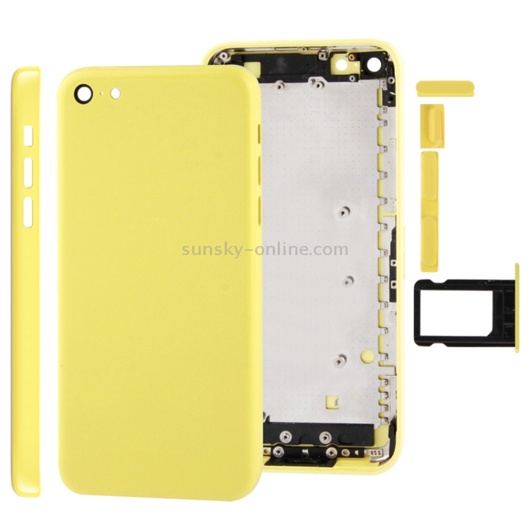 Full Housing  Chassis / Back Cover with Mounting Plate & Mute Button + Power Button + Volume Button + Nano SIM Card Tray for iPhone 5C(Yellow) - 1