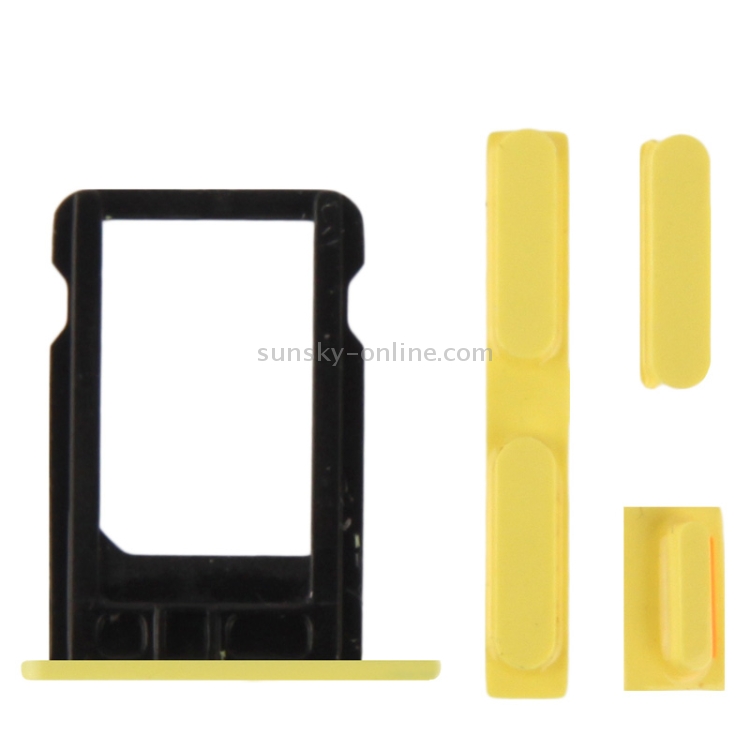 Full Housing  Chassis / Back Cover with Mounting Plate & Mute Button + Power Button + Volume Button + Nano SIM Card Tray for iPhone 5C(Yellow) - 3