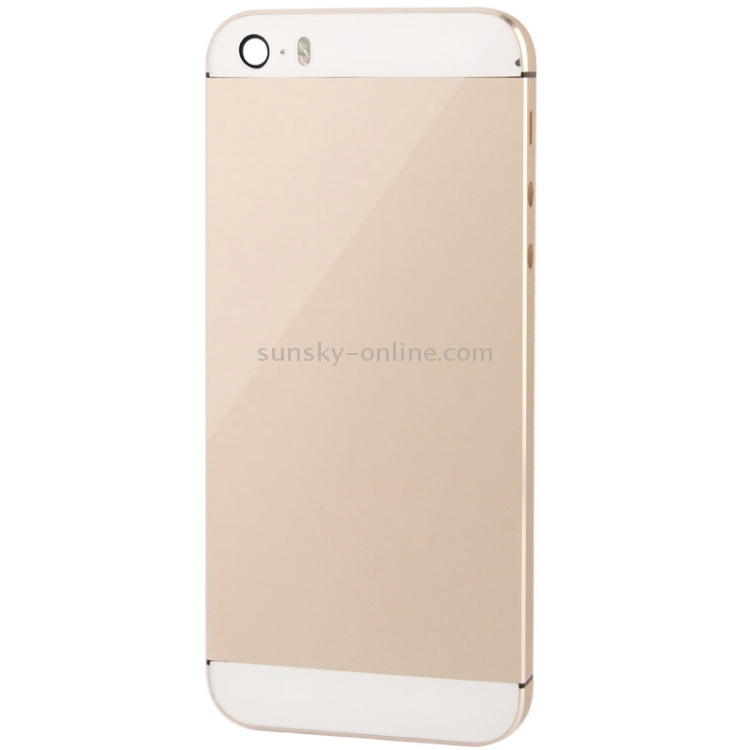 Full Housing Alloy  Back Cover with Mute Button + Power Button + Volume Button + Nano SIM Card Tray for iPhone 5S (Light Gold) - 1