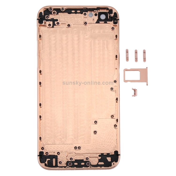 5 in 1 Full Assembly Metal Housing Cover with Appearance Imitation of iX for iPhone 6, Including Back Cover & Card Tray & Volume Control Key & Power Button & Mute Switch Vibrator Key, No Headphone Jack (Gold+White) - 2