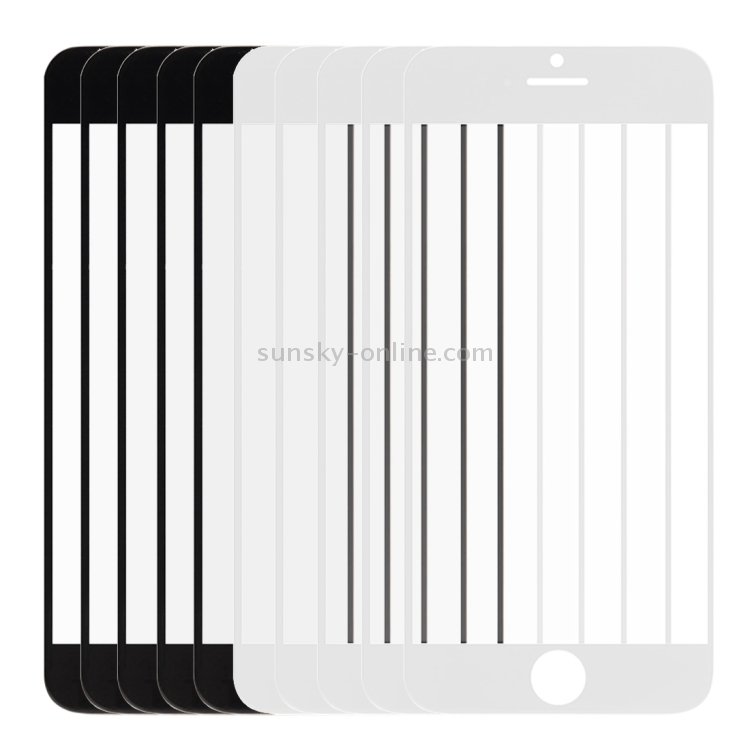 5 PCS Black + 5 PCS White for iPhone 6 Plus Front Screen Outer Glass Lens - 2
