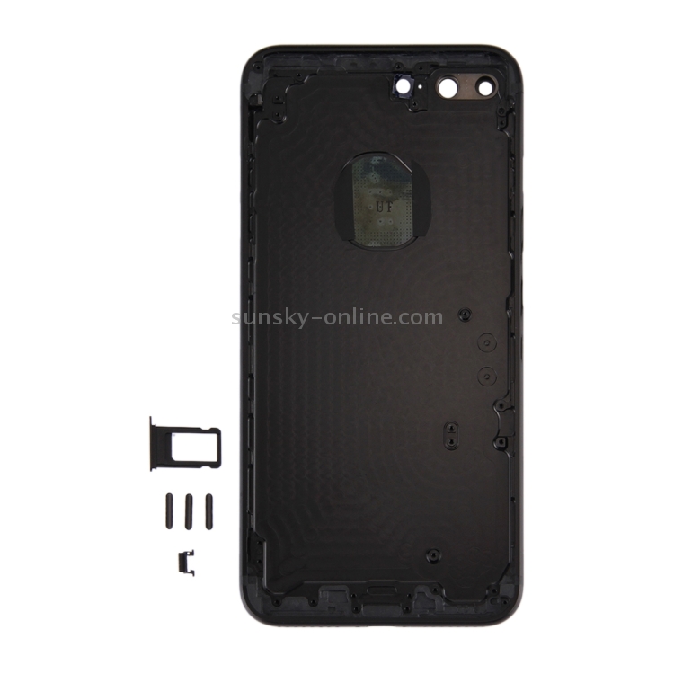 6 in 1 for iPhone 7 Plus (Back Cover + Card Tray + Volume Control Key + Power Button + Mute Switch Vibrator Key + Sign) Full Assembly Housing Cover (Jet Black) - 2