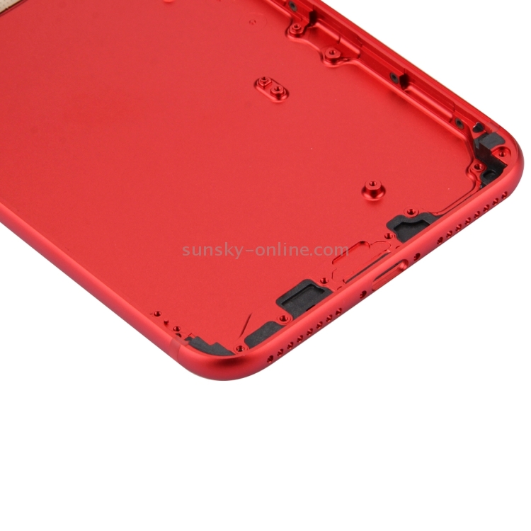 6 in 1 for iPhone 7 Plus (Back Cover (With Camera Lens)  + Card Tray + Volume Control Key + Power Button + Mute Switch Vibrator Key + Sign) Full Assembly Housing Cover(Red) - 4