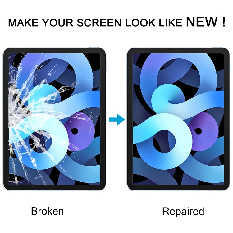 For iPad Air 4 Front Screen Outer Glass Lens with OCA Optically Clear Adhesive(Black) - 5