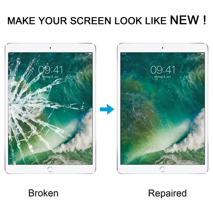 For iPad Pro 10.5 Front Screen Outer Glass Lens with OCA Optically Clear Adhesive(Black) - 5