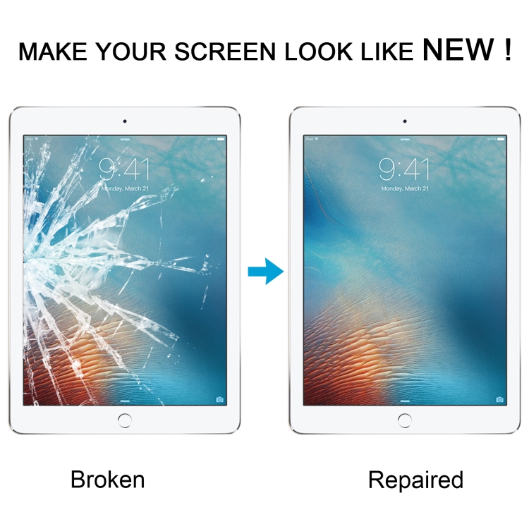 For iPad Pro 9.7 Front Screen Outer Glass Lens with OCA Optically Clear Adhesive(Black) - 5