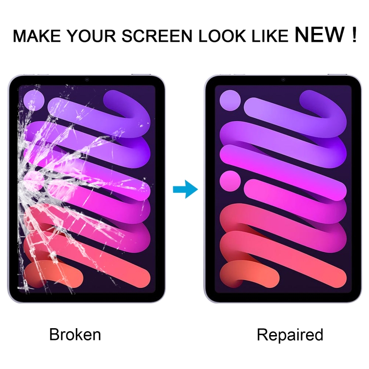 For iPad mini 6 Front Screen Outer Glass Lens with OCA Optically Clear Adhesive(Black) - 5