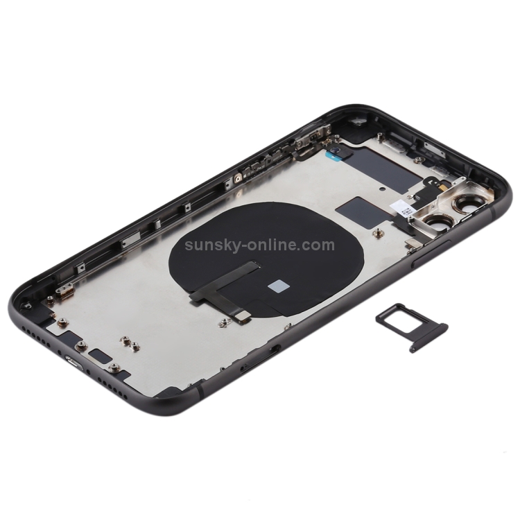 Battery Back Cover (with Side Keys & Card Tray & Power + Volume Flex Cable & Wireless Charging Module) for iPhone 11(Black) - 2