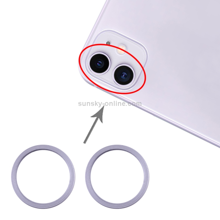 2 PCS Rear Camera Glass Lens Metal Protector Hoop Ring for iPhone 11(Purple) - 4