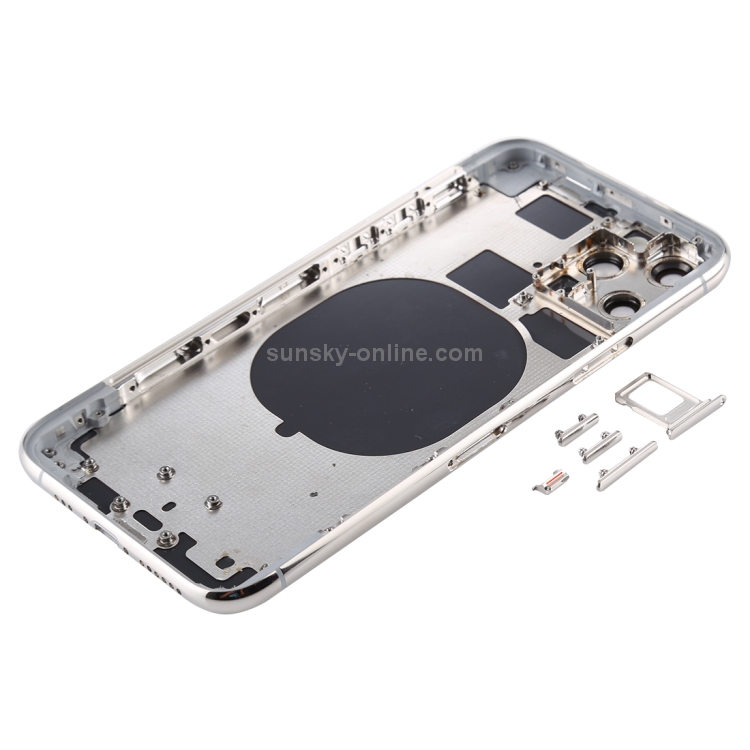 Back Housing Cover with SIM Card Tray & Side keys & Camera Lens for iPhone 11 Pro(Silver) - 2