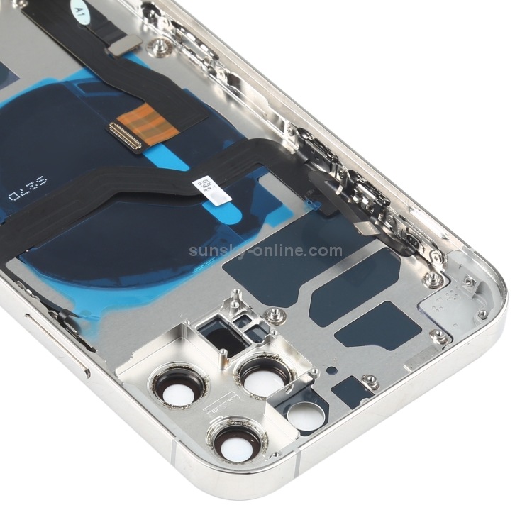 Battery Back Cover Assembly (with Side Keys & Speaker Ringer Buzzer & Motor & Camera Lens & Card Tray & Power Button + Volume Button + Charging Port & Wireless Charging Module) for iPhone 12 Pro(White) - 3