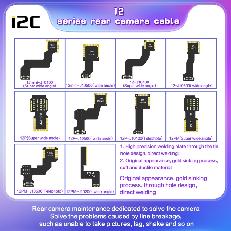 For iPhone 12 J10400 i2C Back Facing Ultra Wide Camera Cable - 3