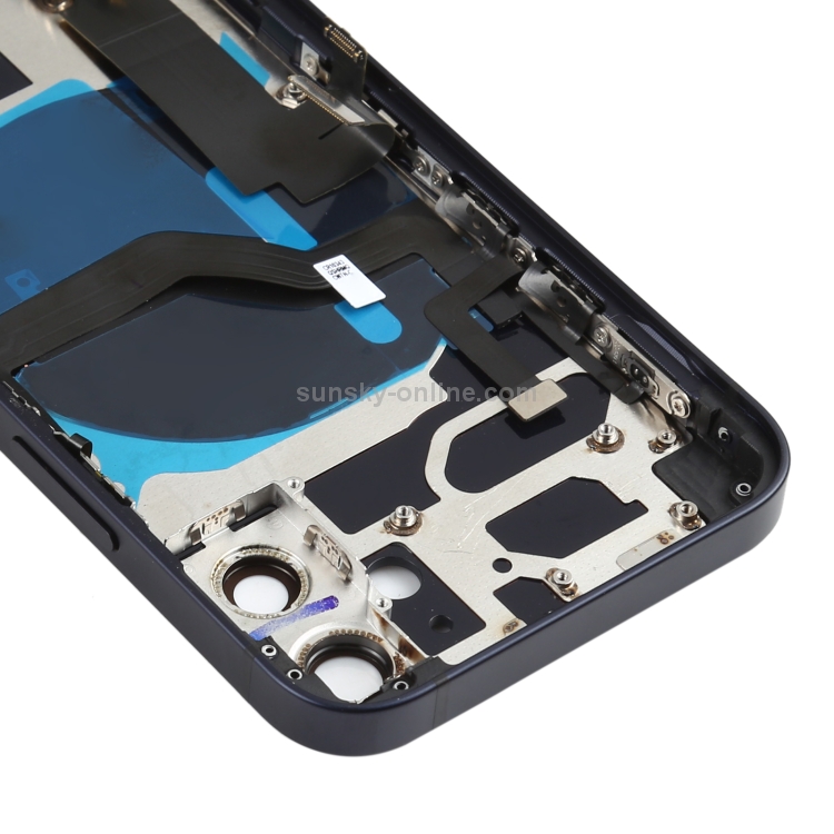 Battery Back Cover Assembly (with Side Keys & Speaker Ringer Buzzer & Motor & Camera Lens & Card Tray & Power Button + Volume Button + Charging Port & Wireless Charging Module) for iPhone 12 Mini(Black) - 3