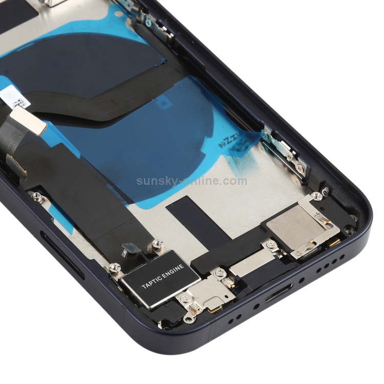 Battery Back Cover Assembly (with Side Keys & Speaker Ringer Buzzer & Motor & Camera Lens & Card Tray & Power Button + Volume Button + Charging Port & Wireless Charging Module) for iPhone 12 Mini(Black) - 4