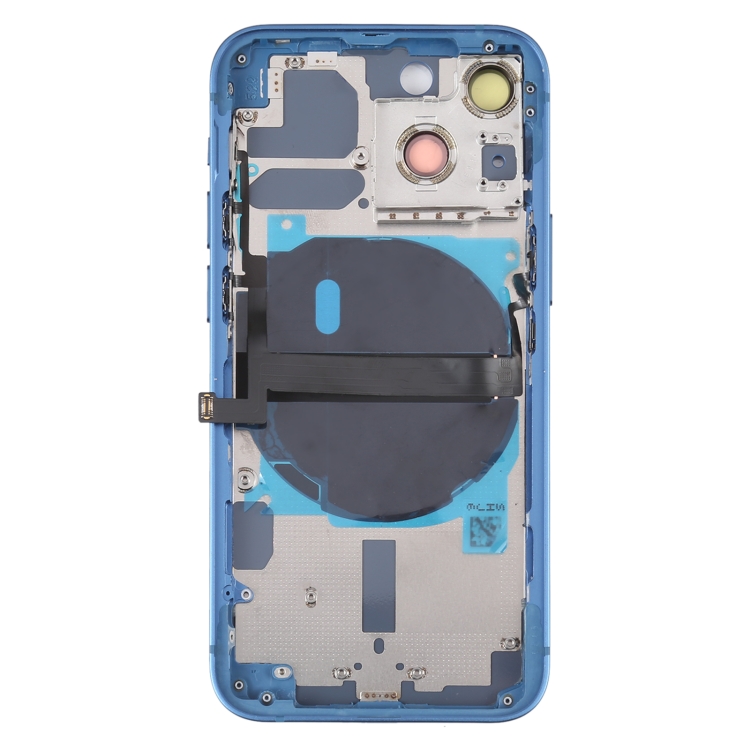 For iPhone 13 mini Battery Back Cover with Side Keys & Card Tray & Power + Volume Flex Cable & Wireless Charging Module(Blue) - 2