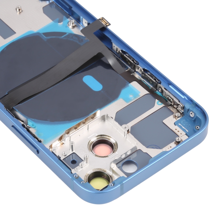 For iPhone 13 mini Battery Back Cover with Side Keys & Card Tray & Power + Volume Flex Cable & Wireless Charging Module(Blue) - 4