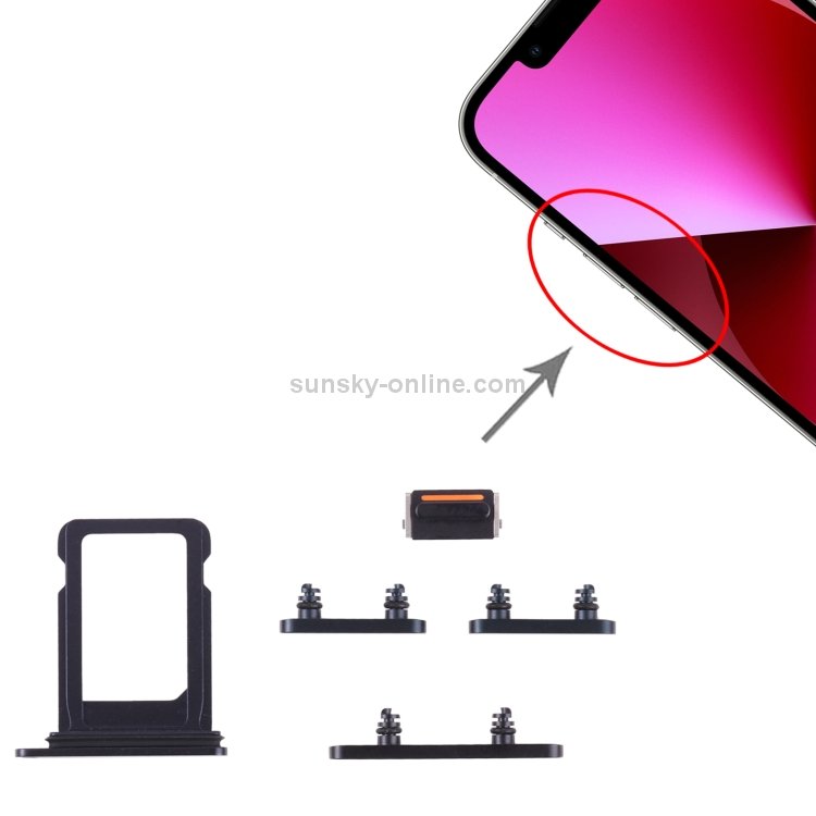 SIM Card Tray + Side Keys for iPhone 13(Midnight) - 3