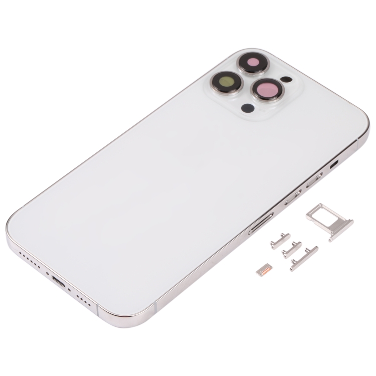 Back Housing Cover with SIM Card Tray & Side  Keys & Camera Lens for iPhone 13 Pro Max(White) - 1