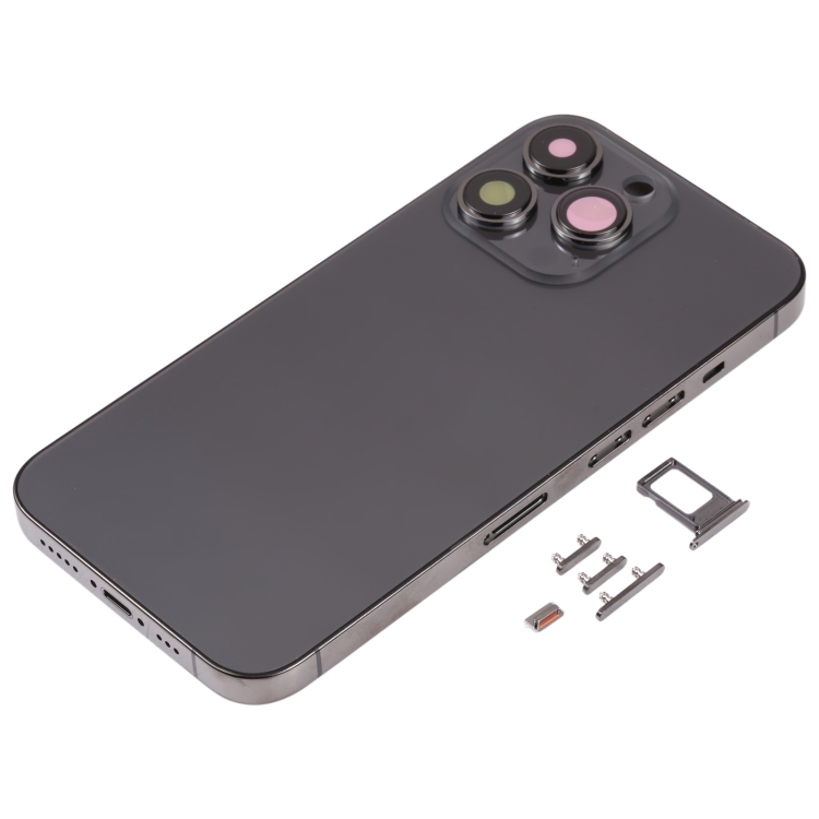 Back Housing Cover with SIM Card Tray & Side  Keys & Camera Lens for iPhone 13 Pro(Black) - 1