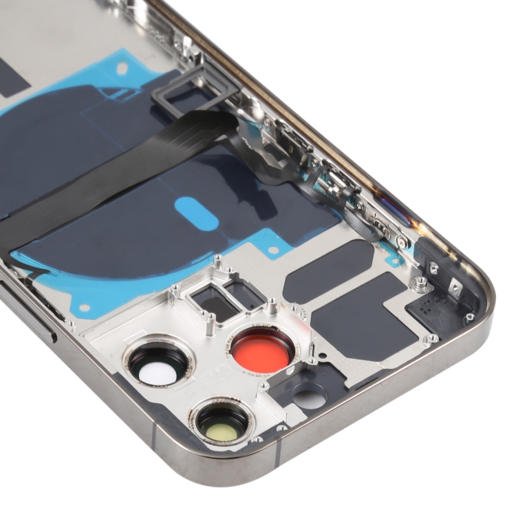 For iPhone 13 Pro Battery Back Cover with Side Keys & Card Tray & Power + Volume Flex Cable & Wireless Charging Module(Black) - 4
