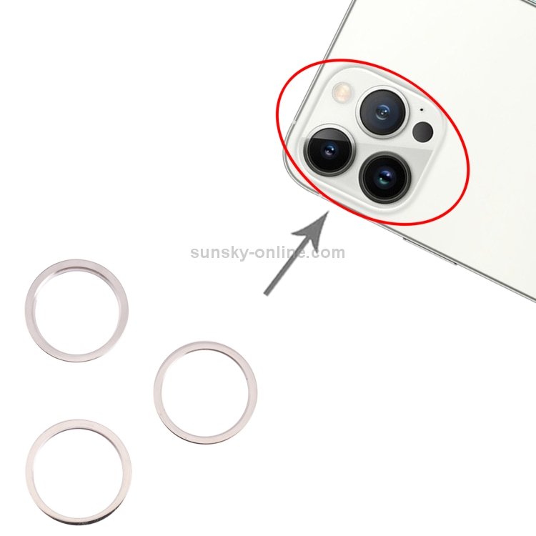 3 PCS Rear Camera Glass Lens Metal Outside Protector Hoop Ring for iPhone 13 Pro(White) - 3