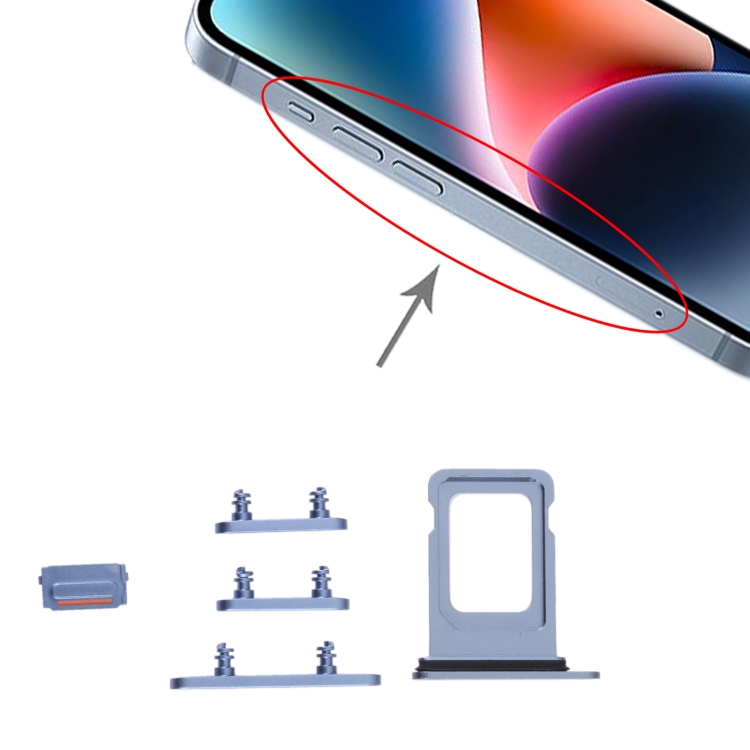 SIM Card Tray + SIM Card Tray + Side Keys for iPhone 14 Plus (Blue) - 3