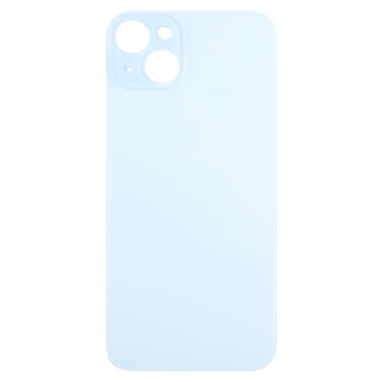 For iPhone 15 Plus Easy Replacement Big Camera Hole Glass Back Battery Cover(Blue) - 1