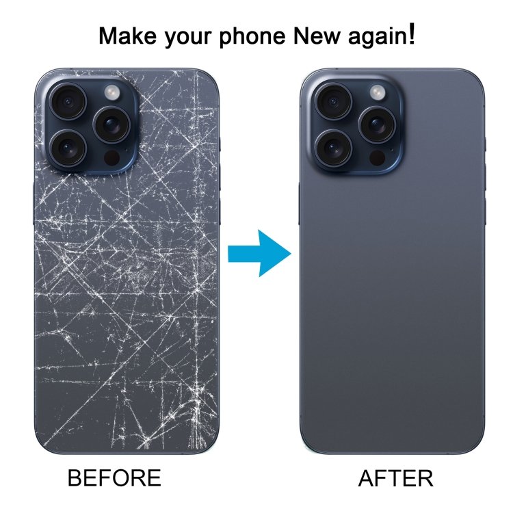 For iPhone 15 Pro Max Easy Replacement Big Camera Hole Glass Back Battery Cover(Blue) - 5