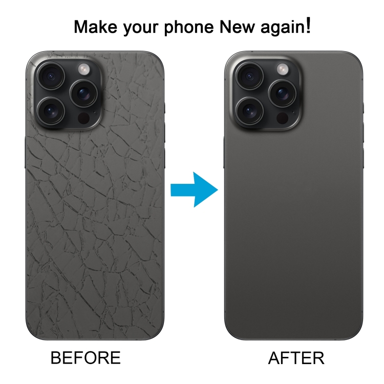 For iPhone 15 Pro Max Glass Battery Back Cover with Camera Lens Cover(Black) - 5