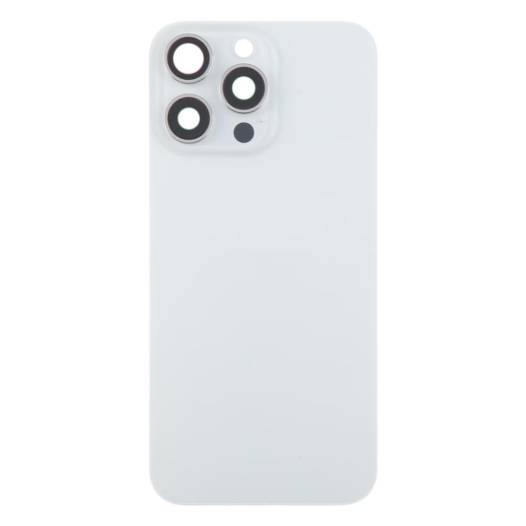For iPhone 15 Pro Max Glass Battery Back Cover with Camera Lens Cover(White) - 1