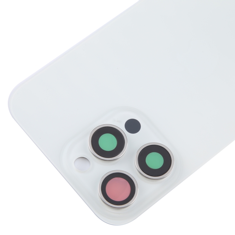 For iPhone 15 Pro Max Glass Battery Back Cover with Camera Lens Cover(White) - 3