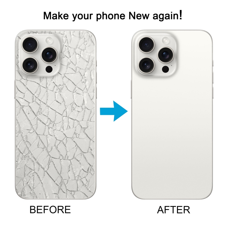 For iPhone 15 Pro Max Glass Battery Back Cover with Camera Lens Cover(White) - 5