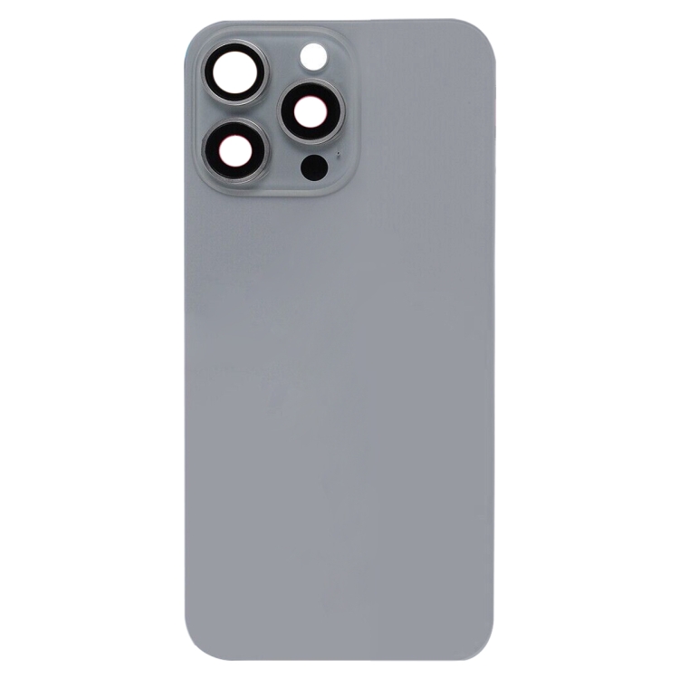 For iPhone 15 Pro Max Glass Battery Back Cover with Flash Bracket + Wireless Charging Module(Titanium gray) - 1