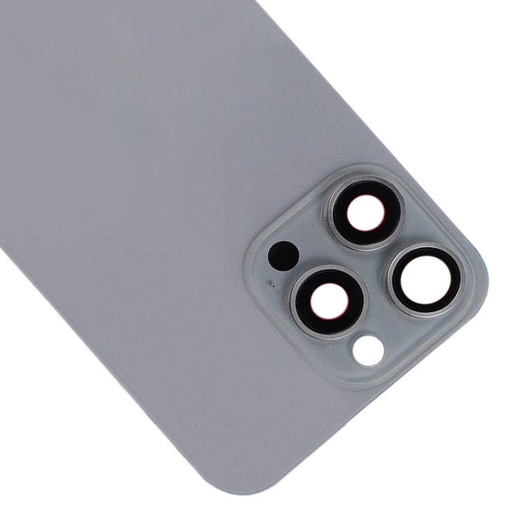 For iPhone 15 Pro Max Glass Battery Back Cover with Flash Bracket + Wireless Charging Module(Titanium gray) - 3