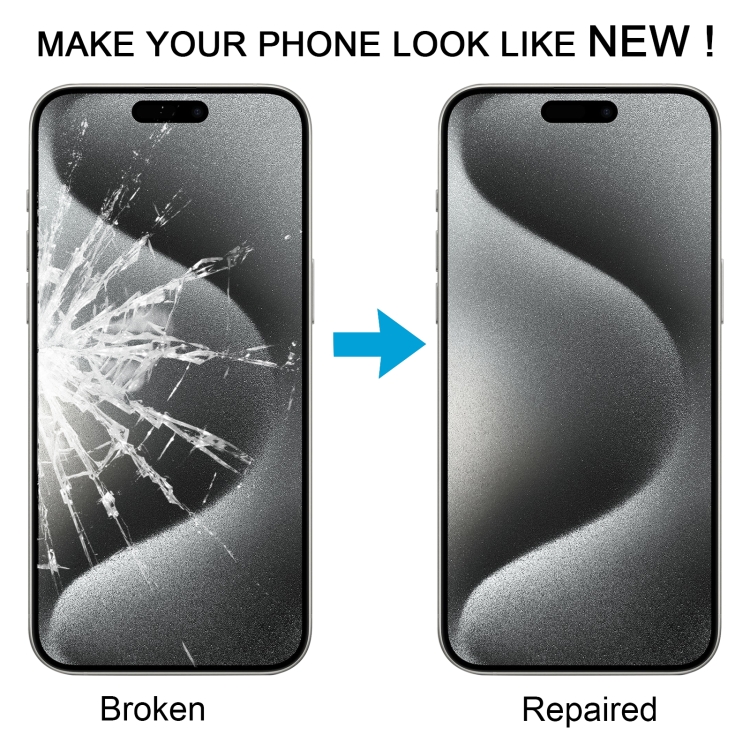 For iPhone 15 Pro Max Front Screen Outer Glass Lens with OCA Optically Clear Adhesive - 5