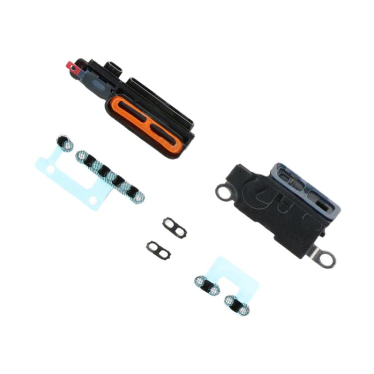 For iPhone 16 Plus 6 in 1 Speaker DustPlusof Mesh Set (Black) - 1