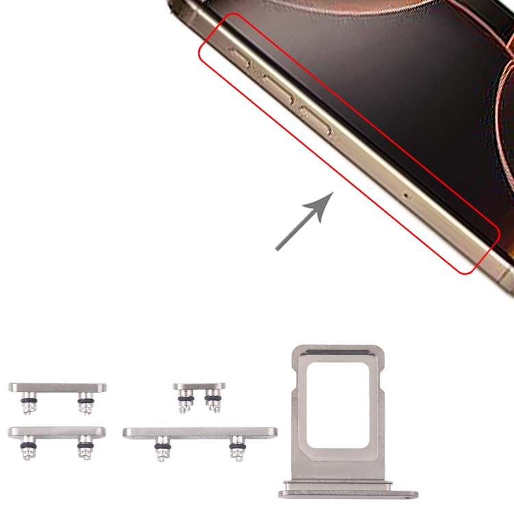 For iPhone 16 Pro Max Original SIM Card Tray + SIM Card Tray + Side Keys (Silver) - 3