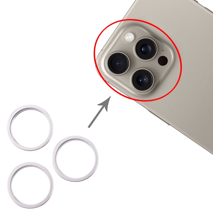 For iPhone 16 Pro 3pcs/set Rear Camera Glass Lens Metal Outside Protector Hoop Ring (Silver) - 3
