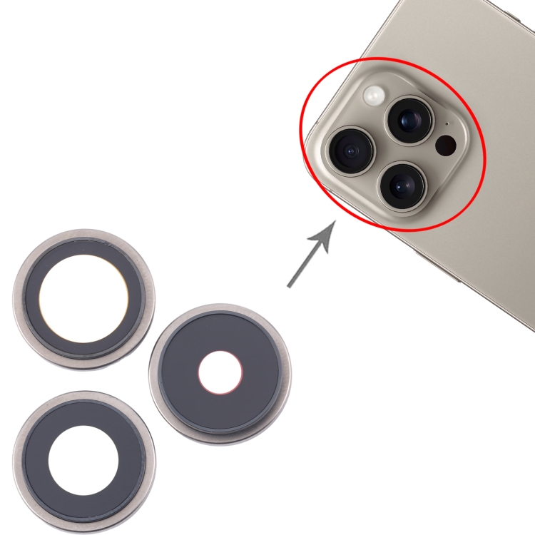 For iPhone 16 Pro 3pcs/Set Original Camera Lens Cover (Silver) - 3
