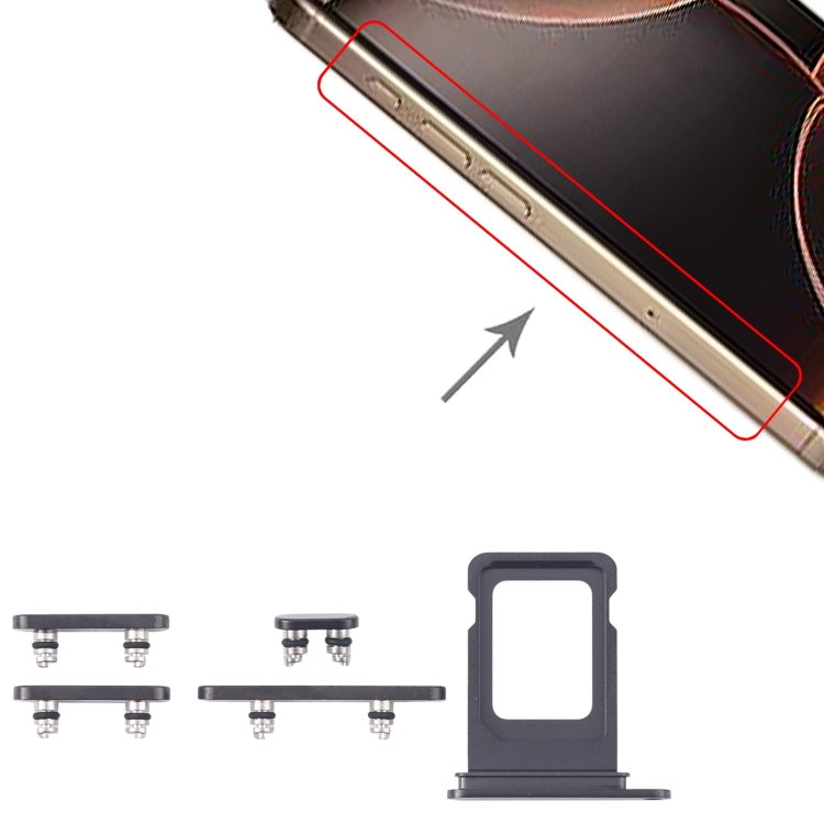 For iPhone 16 Pro Original SIM Card Tray + Side Keys (Black) - 3