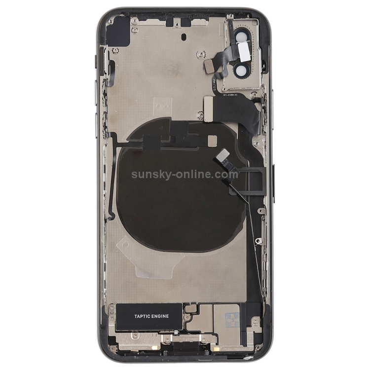 Battery Back Cover Assembly with Side Keys & Vibrator & Speaker Ringer Buzzer & Power Button + Volume Button Flex Cable & Card Tray & Battery Adhesive for iPhone X(Black) - 2
