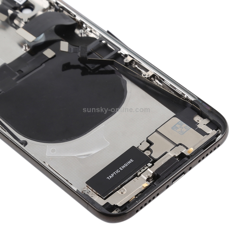 Battery Back Cover Assembly with Side Keys & Vibrator & Speaker Ringer Buzzer & Power Button + Volume Button Flex Cable & Card Tray & Battery Adhesive for iPhone X(Black) - 4