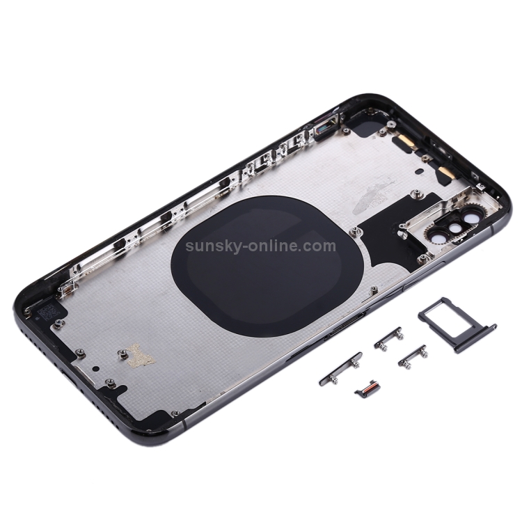 Back Housing Cover with SIM Card Tray & Side keys for iPhone X(Black) - 2