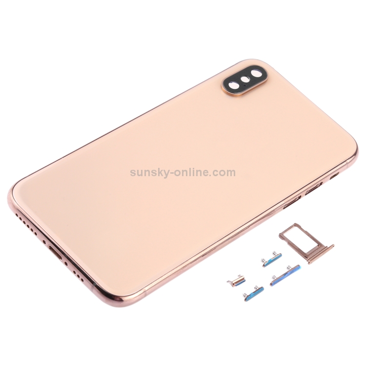 Back Cover with Camera Lens & SIM Card Tray & Side Keys for iPhone XS(Gold) - 1