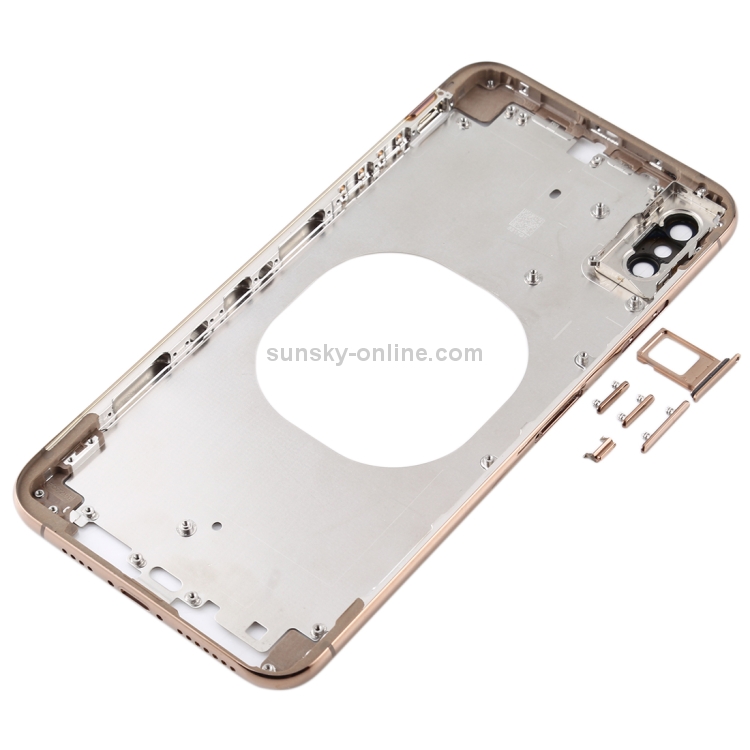 Transparent Back Cover with Camera Lens & SIM Card Tray & Side Keys for iPhone XS(Gold) - 2