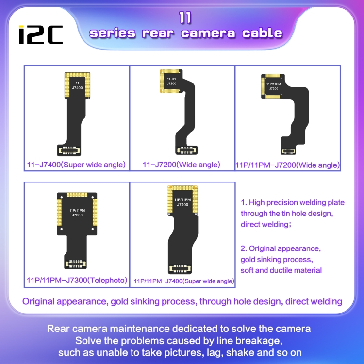 For iPhone XS / XS Max J4000 i2C Back Facing Telephoto Camera Cable - 2